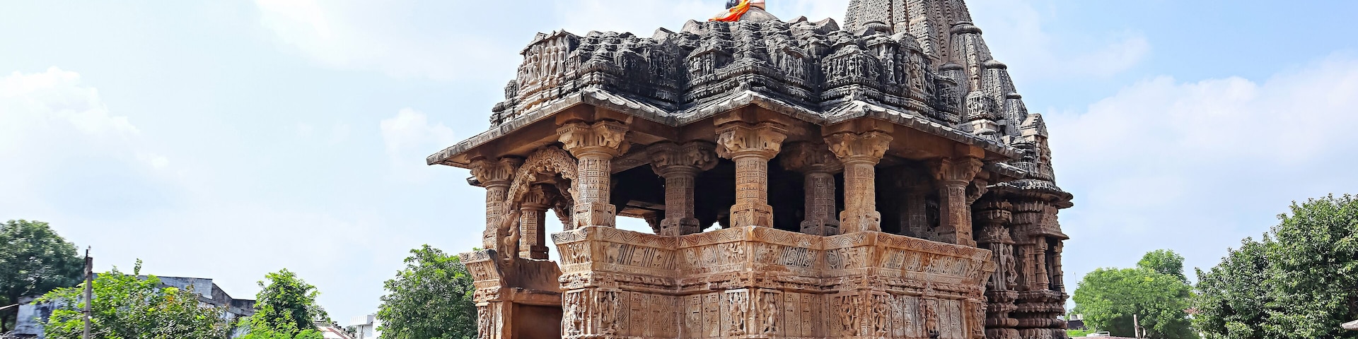 View of Jasmalnathji Mahadev Temple, also known as Panchayatan Temple, Asoda, Mehsana, Gujarat, India.