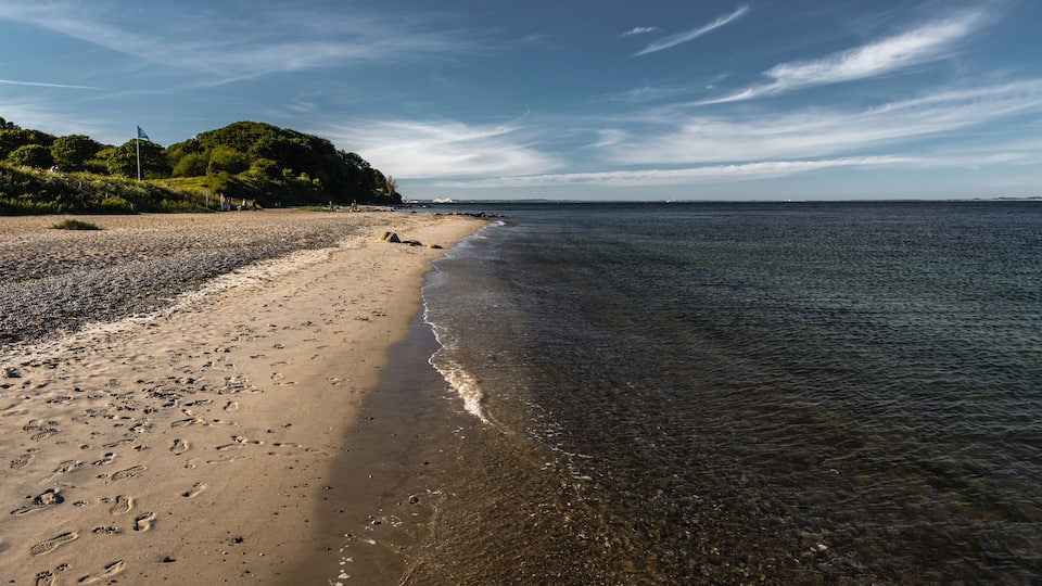 Danish coast near Aarhus with beautiful sky, beach and sea