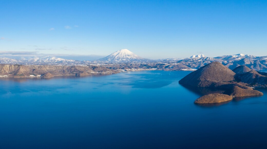 Aerial view of Lake Toya of winter season in Hokkaido, Japan