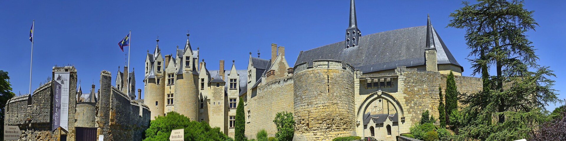 Chateau de Montreuil-Bellay. Historical building in the town of Montreuil-Bellay, departement of Maine-et-Loire, France. It is listed as a monument historique by the French Ministry of Culture