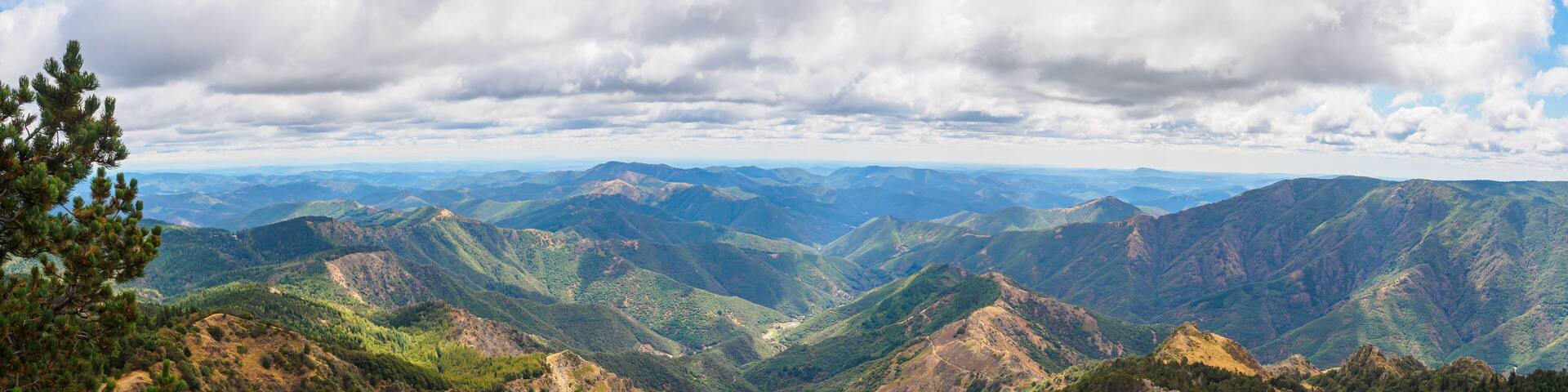 Panoramic view on the 4000 steps hike from Vallerauge to the mount Aigoual in the Cevennes national park, France