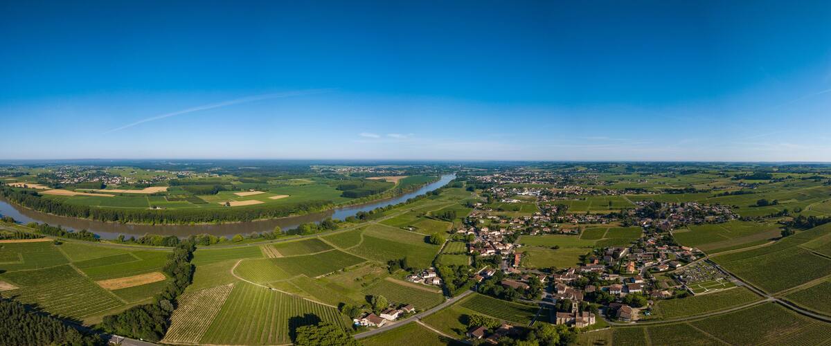 Aerial view, Bordeaux vineyard, landscape vineyard south west of france
