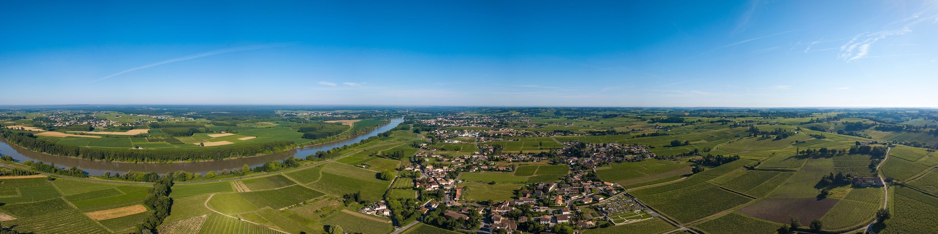 Aerial view, Bordeaux vineyard, landscape vineyard south west of france