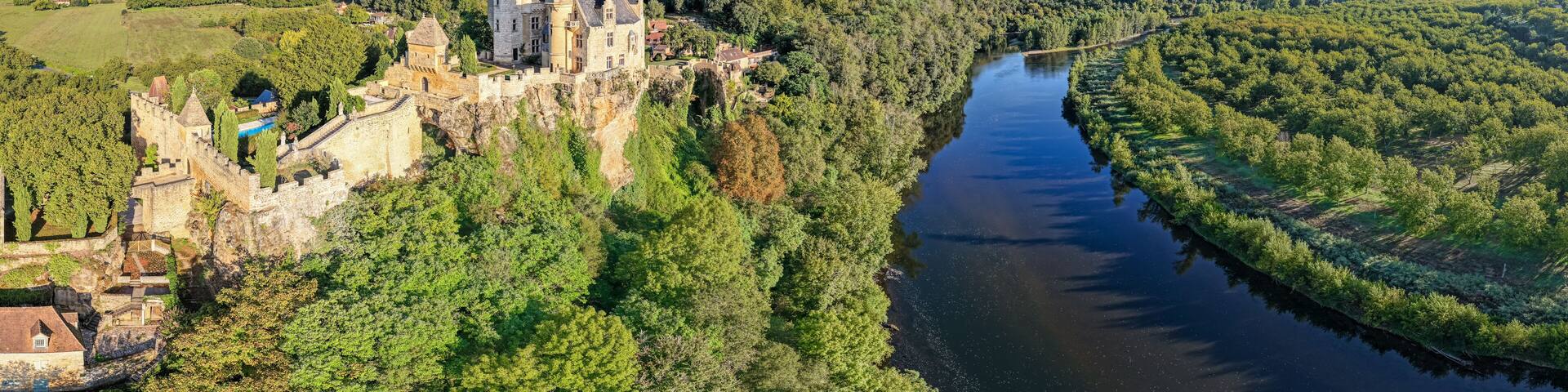 Aerial View of the Château de Montfort and the Cingle de Montfort, Dordogne River, France