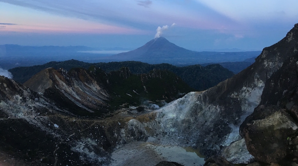 On a volcano #Mt Sibayak looking at another volcano#Mt Sinabung