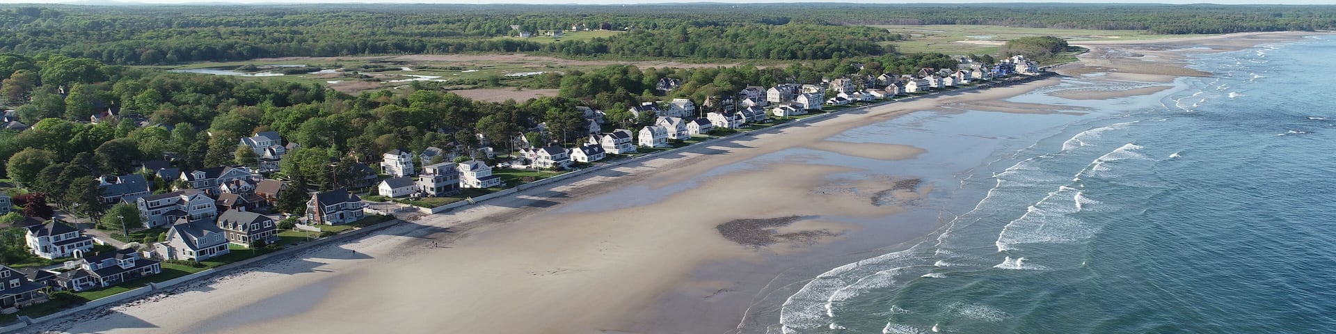 Waves brush against the coastline in Kennebunk.