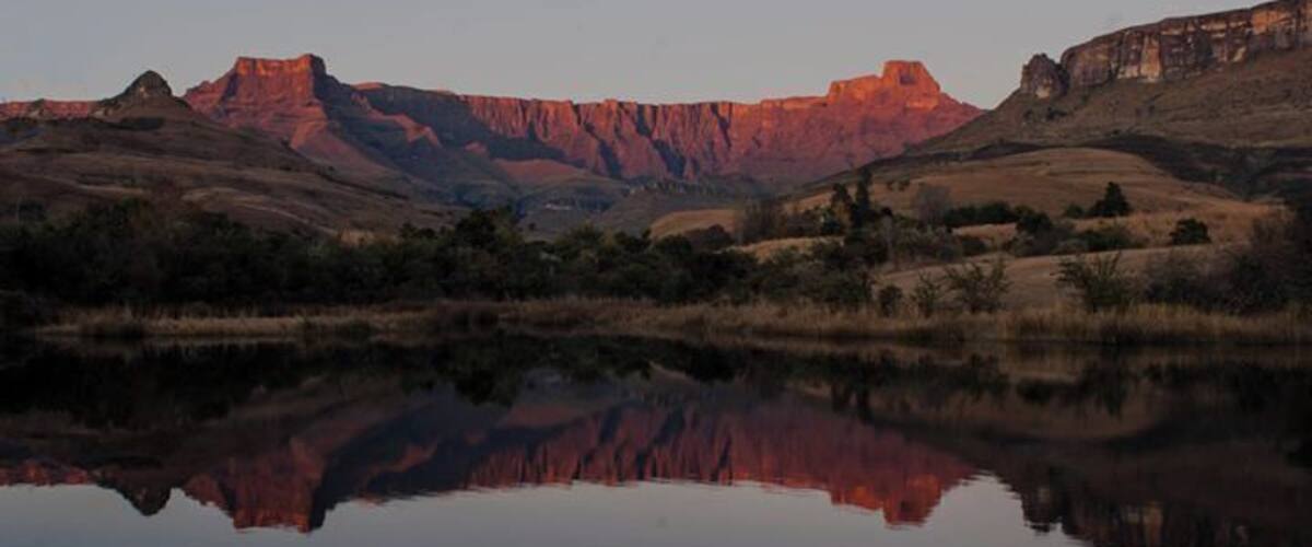The ampitheatre (I posted an image from the top earlier) from the bottom at Royal Natal National Park. Lovely campsites available as well as fully equipped self catering cottages.