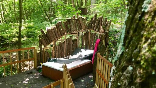 Bathe in the forest...find this on the roof of the outdoor shower house down the hill from the guest house.