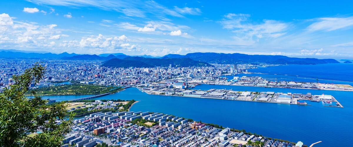 Landscape of Takamatsu city in Kagawa prefecture Japan