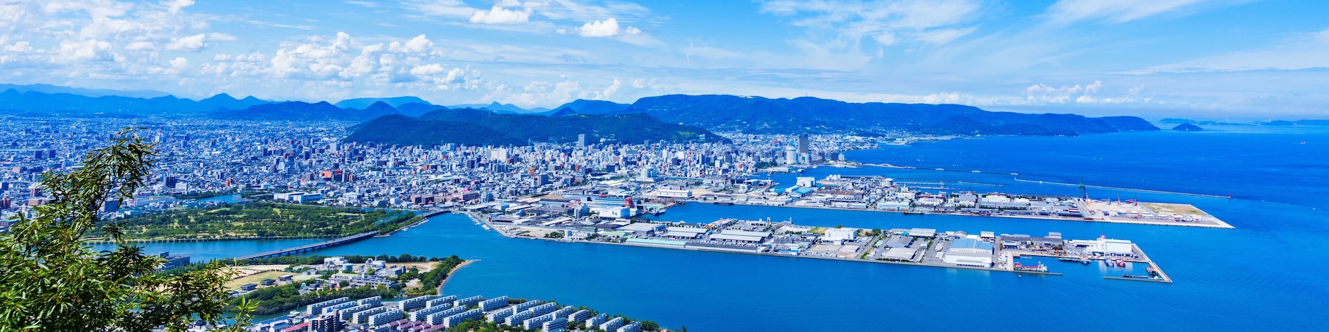 Landscape of Takamatsu city in Kagawa prefecture Japan