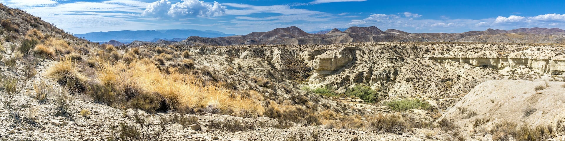 Panorama desert of Tabernas. View of the Tabernas desert in Andalusia in southern Spain