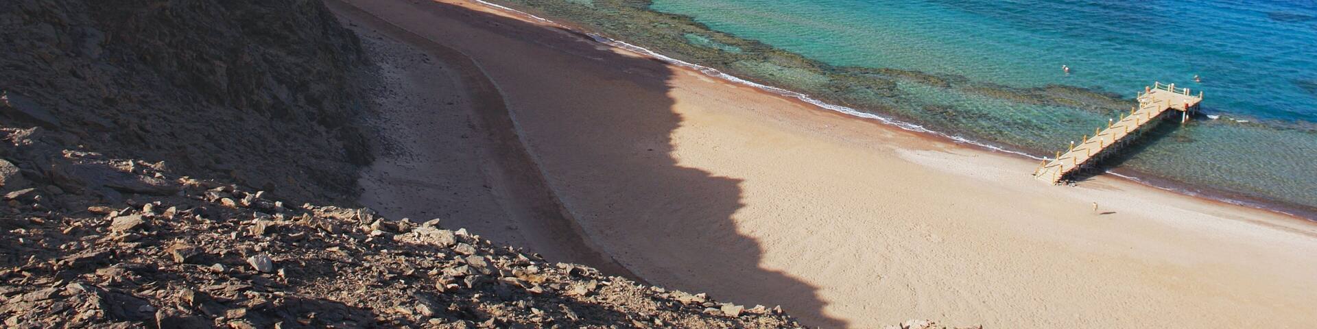 View of the Red Sea and coast Sinai in Taba, Egypt