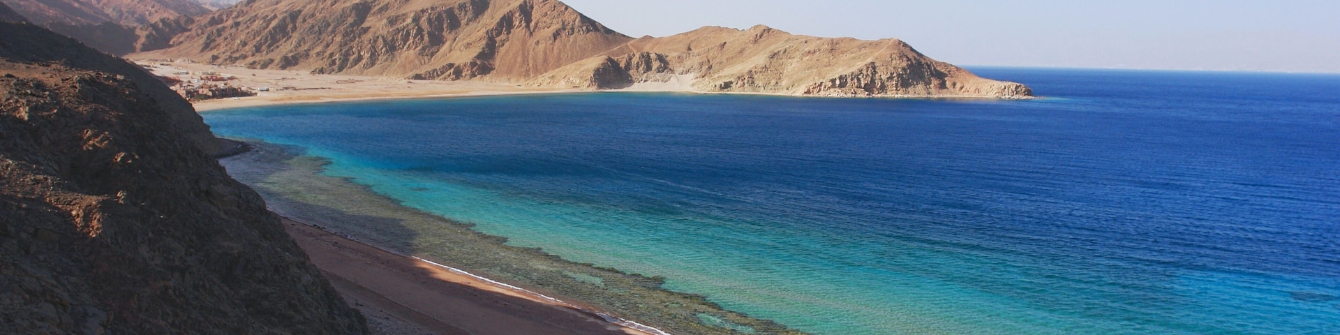 View of the Red Sea and coast Sinai in Taba, Egypt