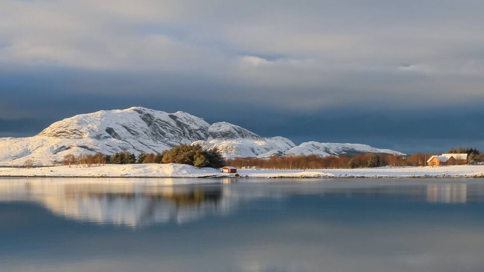 Winter at Jarholmen island in Brønnøy municipality, Nordland county