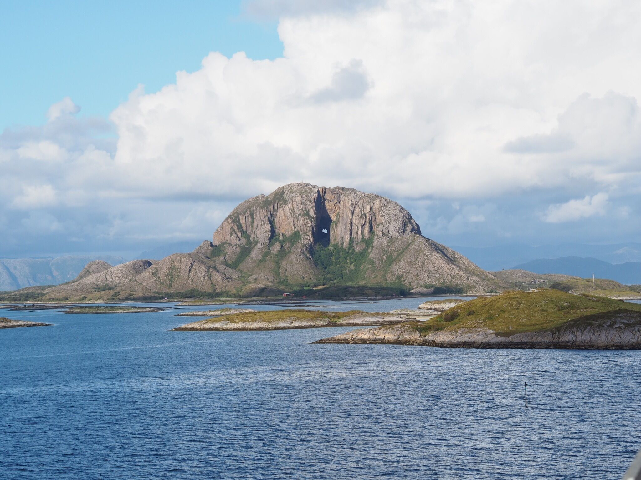 Torghatten, mountain with a hole.
