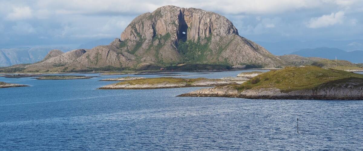 Torghatten, mountain with a hole.