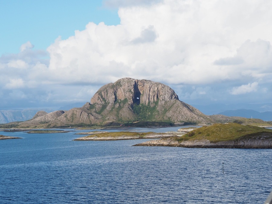 Torghatten, mountain with a hole.