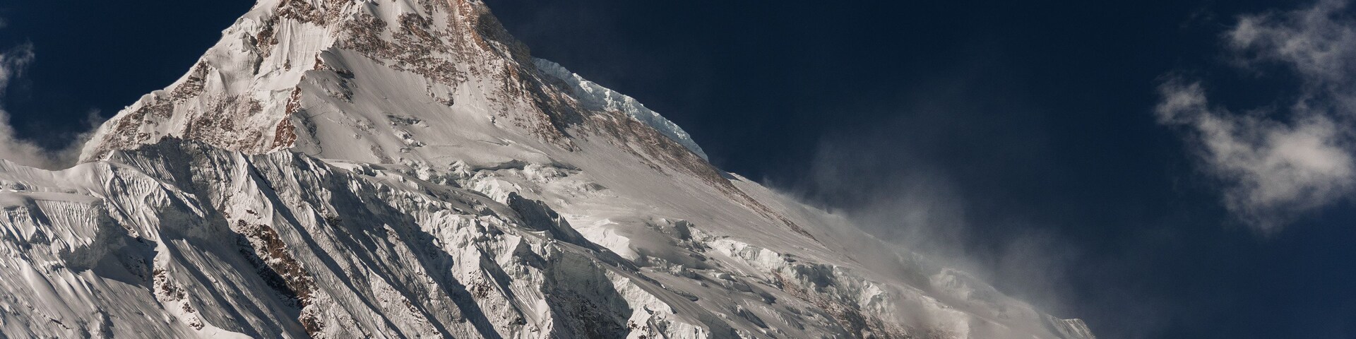 Spectacular view of Manaslu mountain as seen on Around Manaslu trail from Samagaon village to Samdo village, Manaslu Himal massif, Gorkha district, Nepal Himalayas, Nepal.