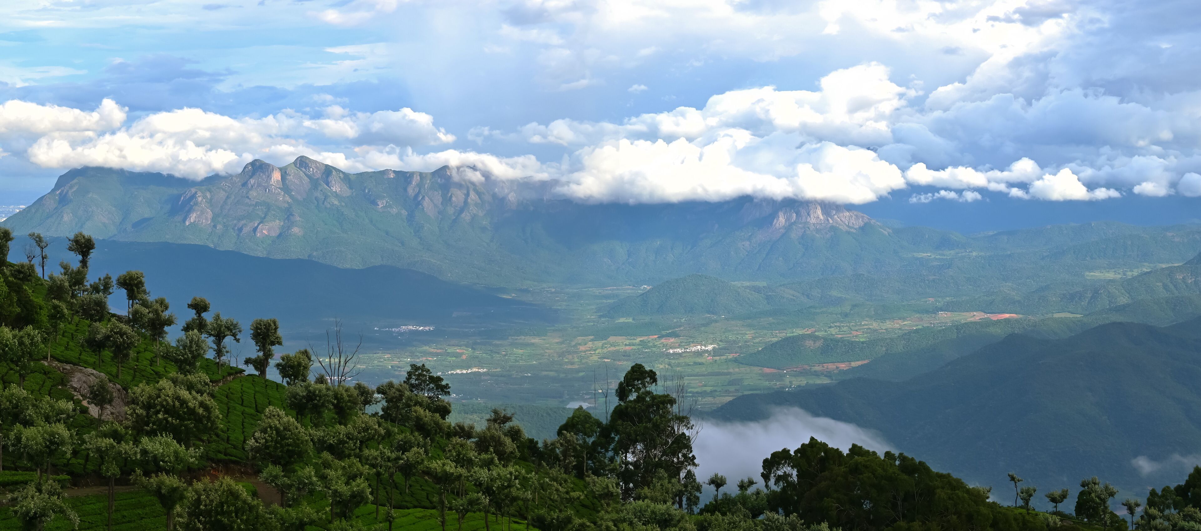 landscape view of Western ghats mountain range and clouds
