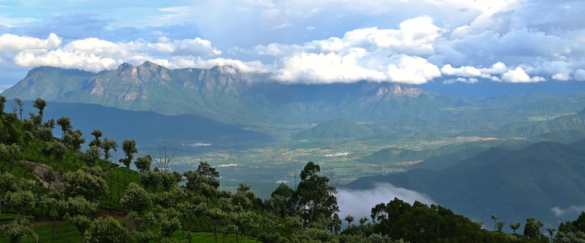 landscape view of Western ghats mountain range and clouds