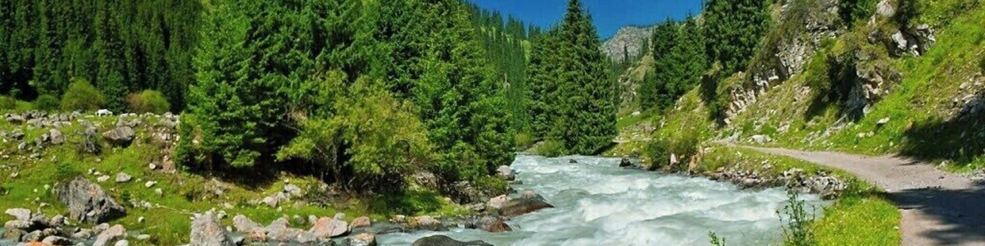 August 2013
Arashan river, Terskey Alatau, Tian Shan mountains, Kyrgyzstan
Arashan river in the valley of Terskey Alatau range of Tian Shan mountains few kilometres south of the Ak-su village. This is the final part of the popular trek over Karakol valley and Alakol Lake (eg. from Djety Oguz). Altitude ca. 2.000 meters.