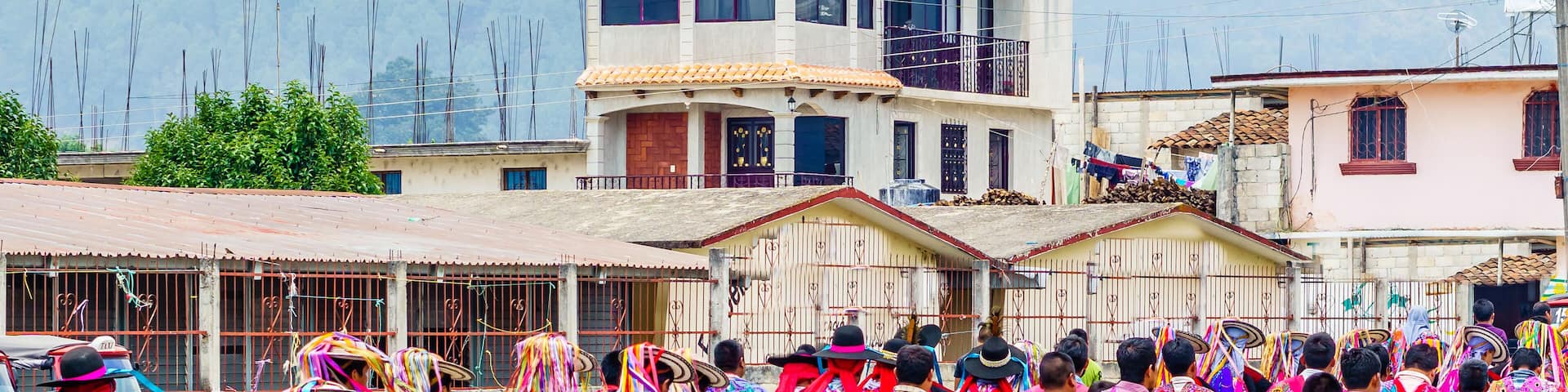 View on Traditional Maya Procession in Zinacantan by San Cristobal de las Casas in Mexico