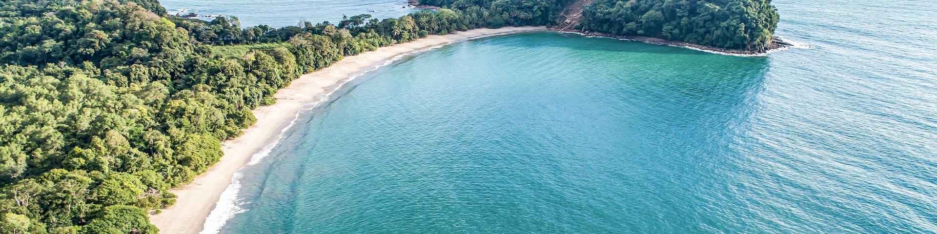 Aerial View of Tropical espadilla beach and Coastline near the Manuel Antonio national park, Costa Rica