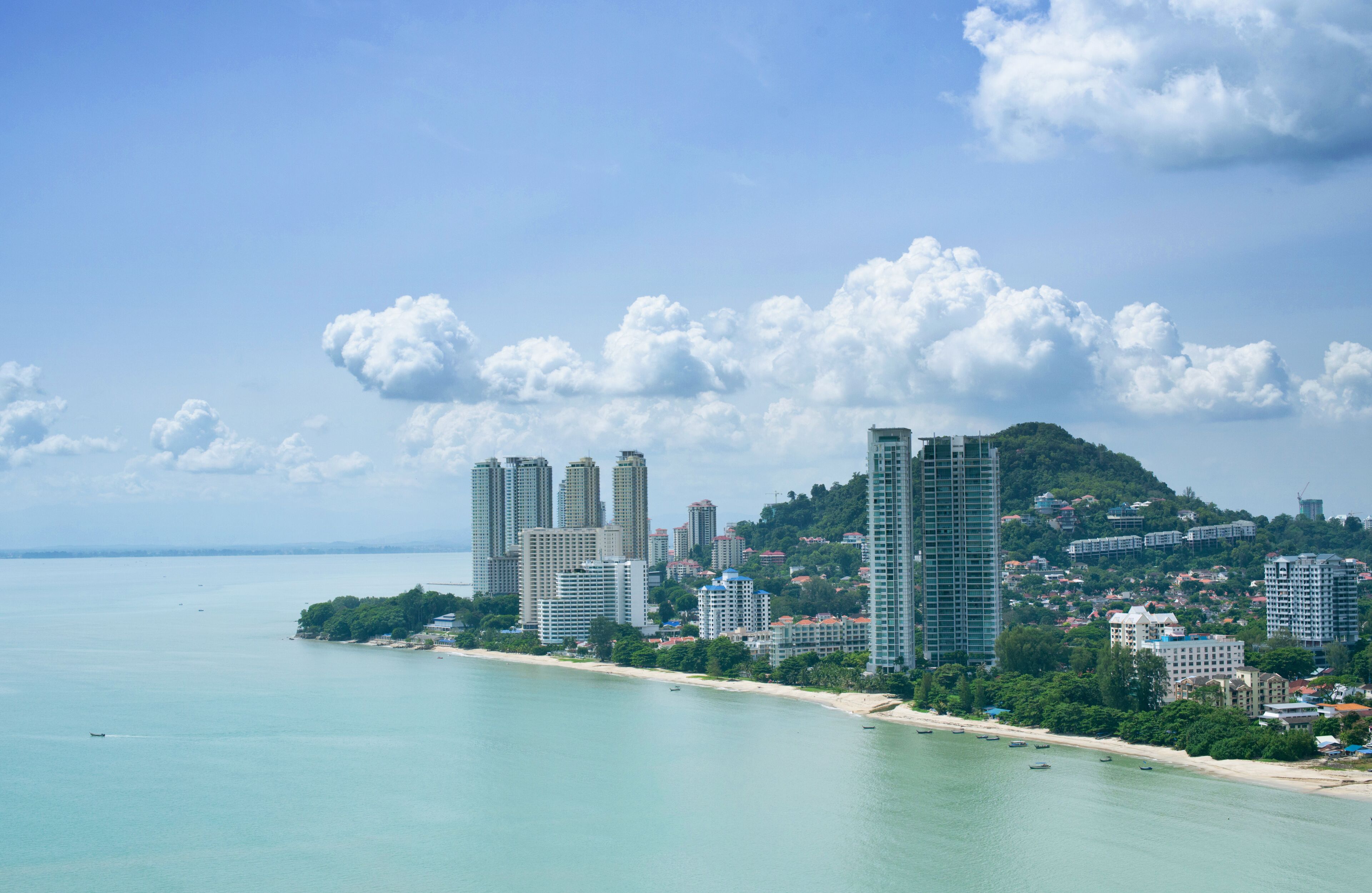 Aerial View of Batu Ferringhi Beach, Penang, Malaysia