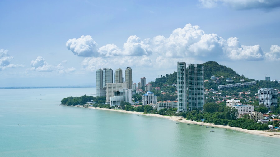 Aerial View of Batu Ferringhi Beach, Penang, Malaysia