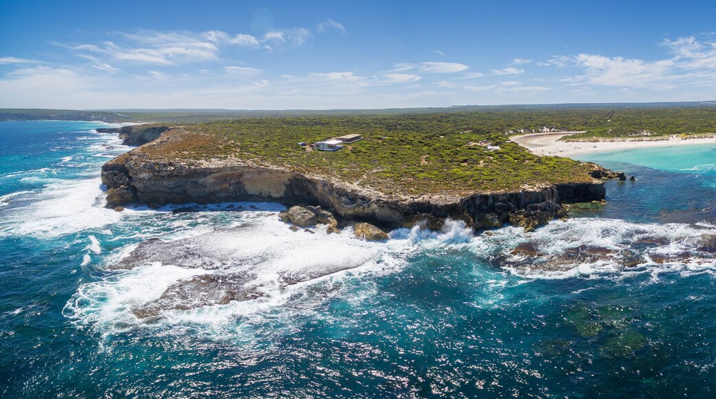 Hanson Bay coastline aerial panorama. Kangaroo Island, South Australia