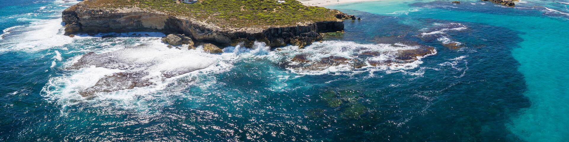 Hanson Bay coastline aerial panorama. Kangaroo Island, South Australia