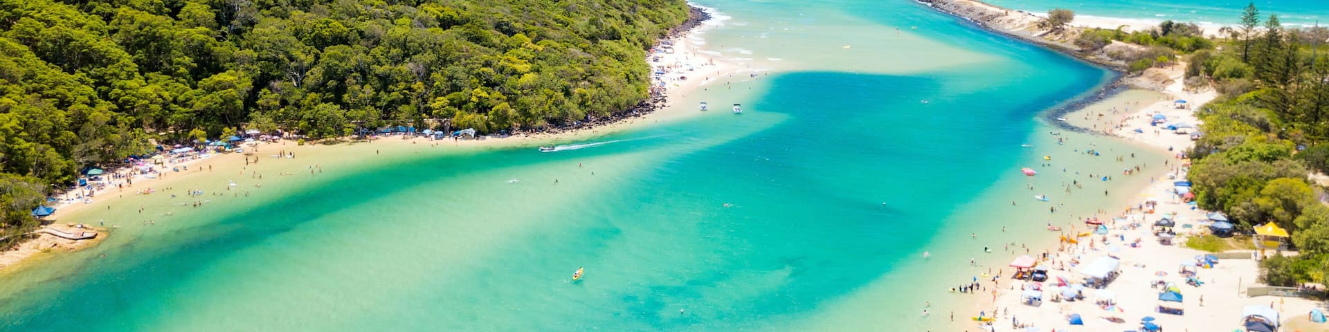 Tallebudgera Creek on a sunny day with blue water on the Gold Coast in Queensland, Australia