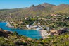 Panoramic view of the bay of Cape Sounio in Attica, Greece near the archaeological temple of Poseidon