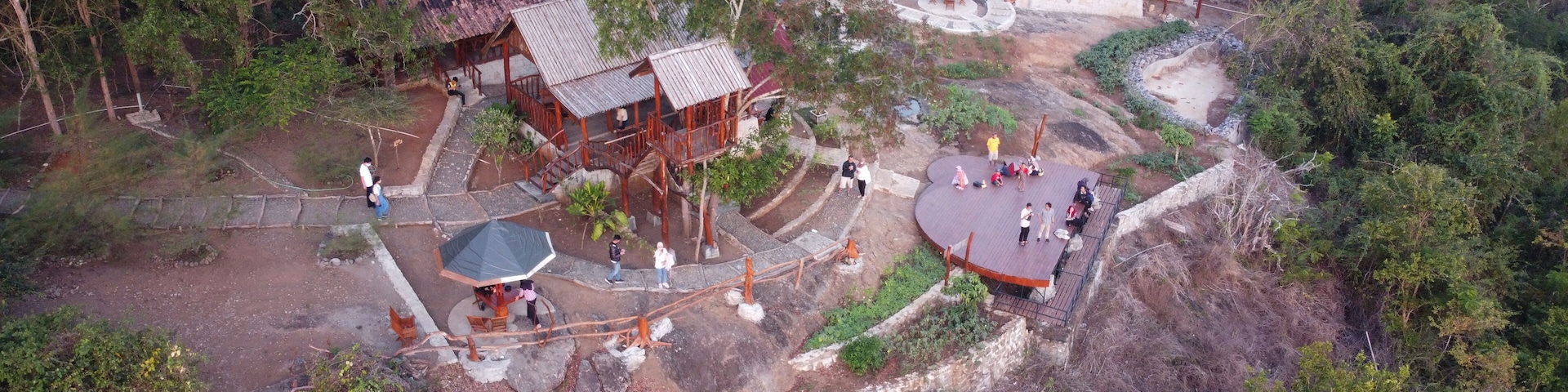 aerial view of coffee shop on the hill