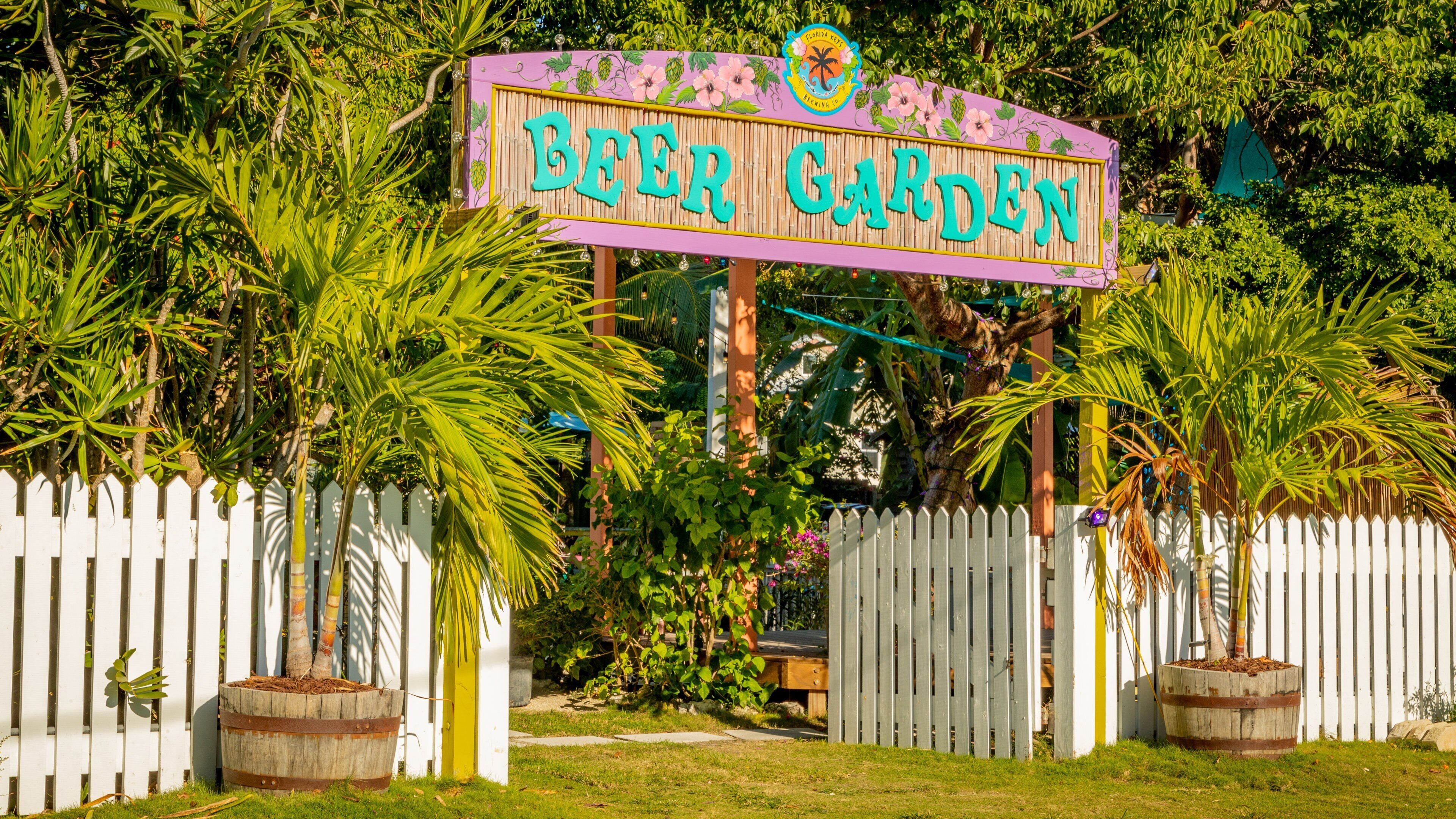 Florida Keys Brewing Co. which includes a garden and signage