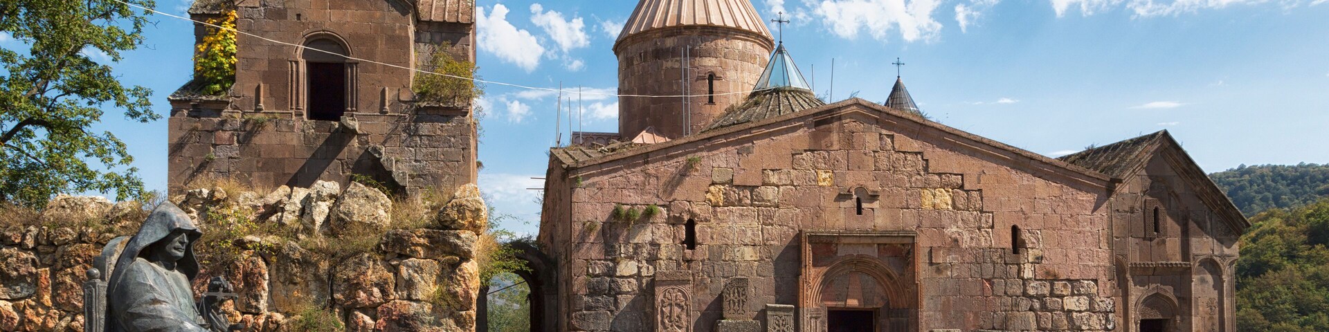 Goshavank - Armenian medieval monastery complex XII-XIII centuries in the village of Gosh in sunny day , Armenia.