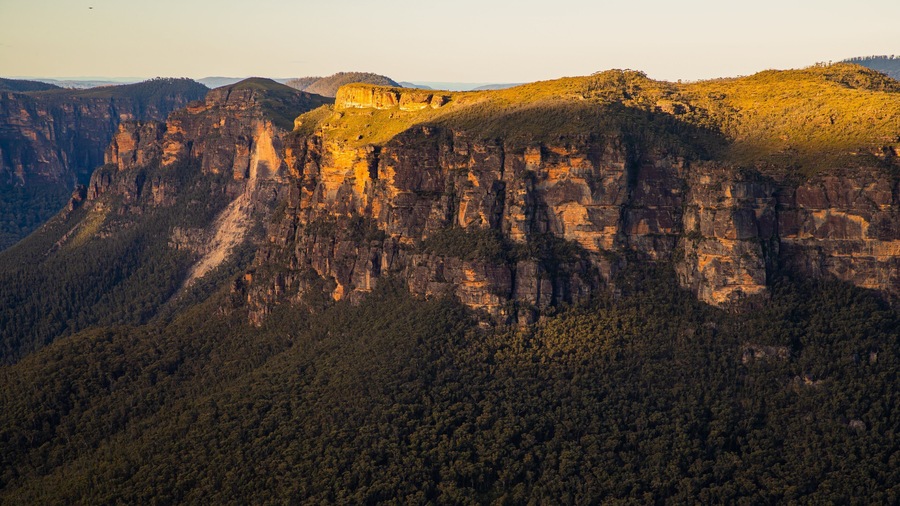 Evans Lookout showing a gorge or canyon and landscape views