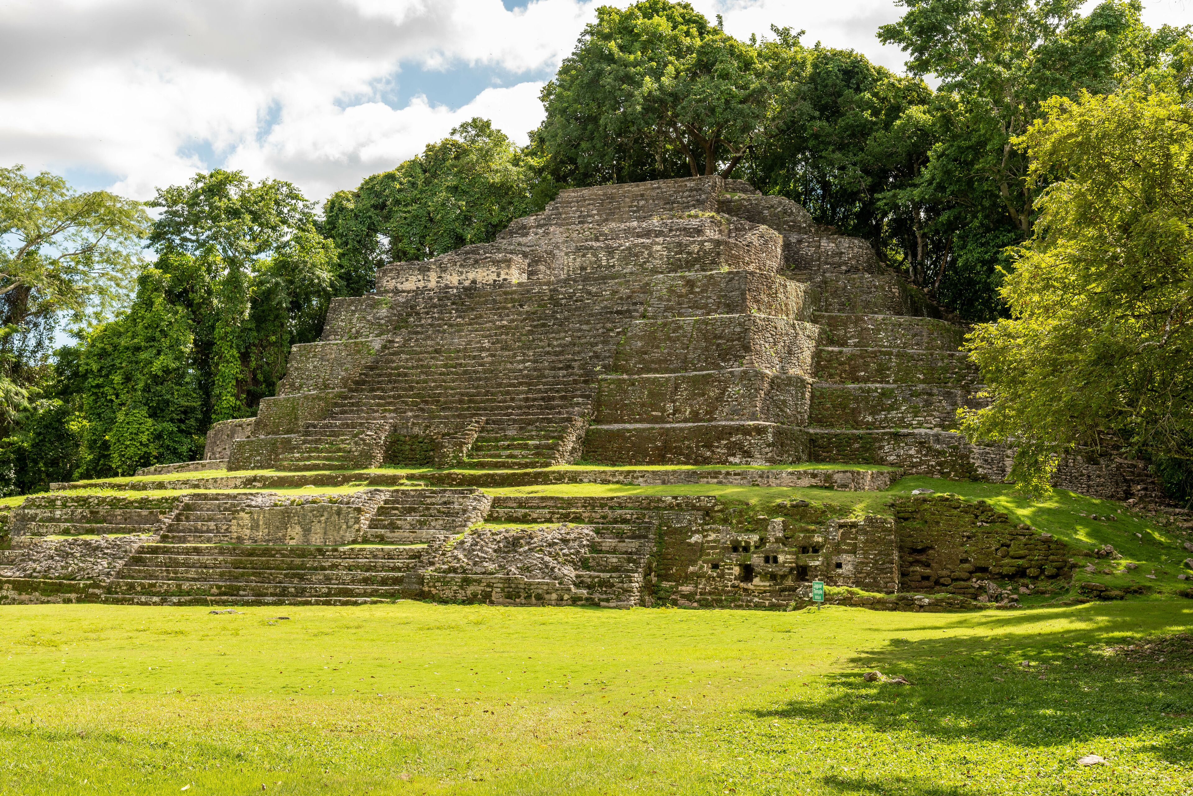 Jaguar Temple at Lamanai Archaeological Reserve, Orange Walk, Belize, Central America.