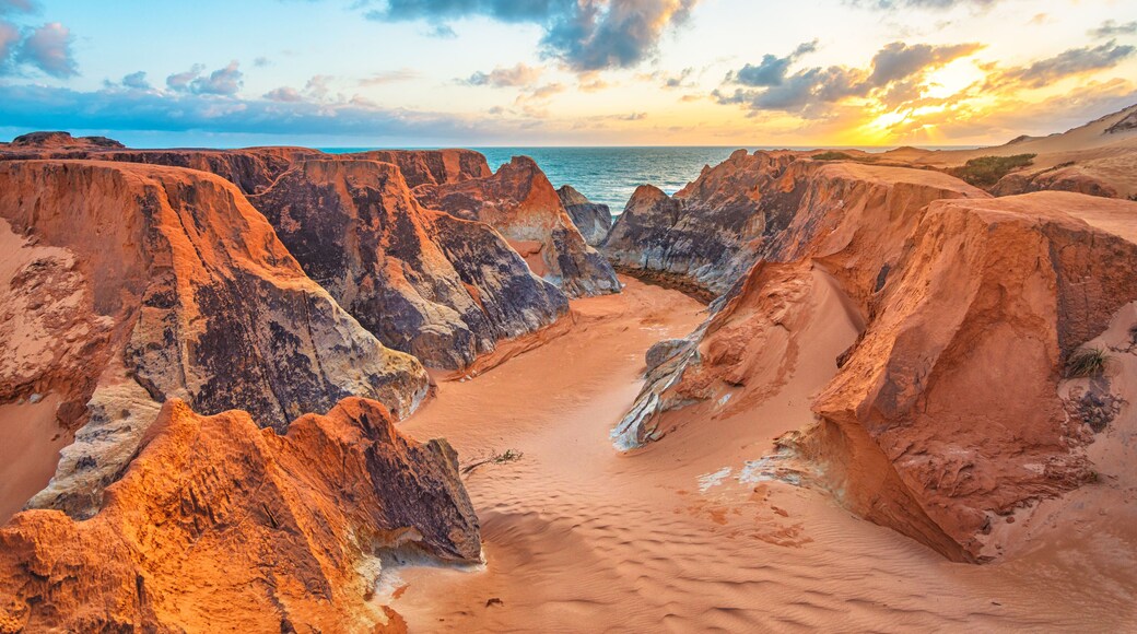 Famous and Touristic Sand Cliffs In Morro Branco Beach (Falésias de Morro Branco), Beberibe, Ceará State, Northeast of Brazil