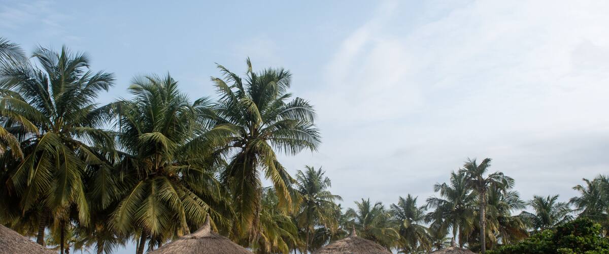 hut on the tropical beach, Traditional seaside huts in San Pedro, Ivory Coast