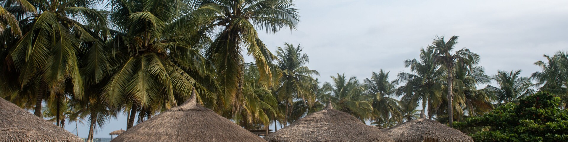 hut on the tropical beach, Traditional seaside huts in San Pedro, Ivory Coast