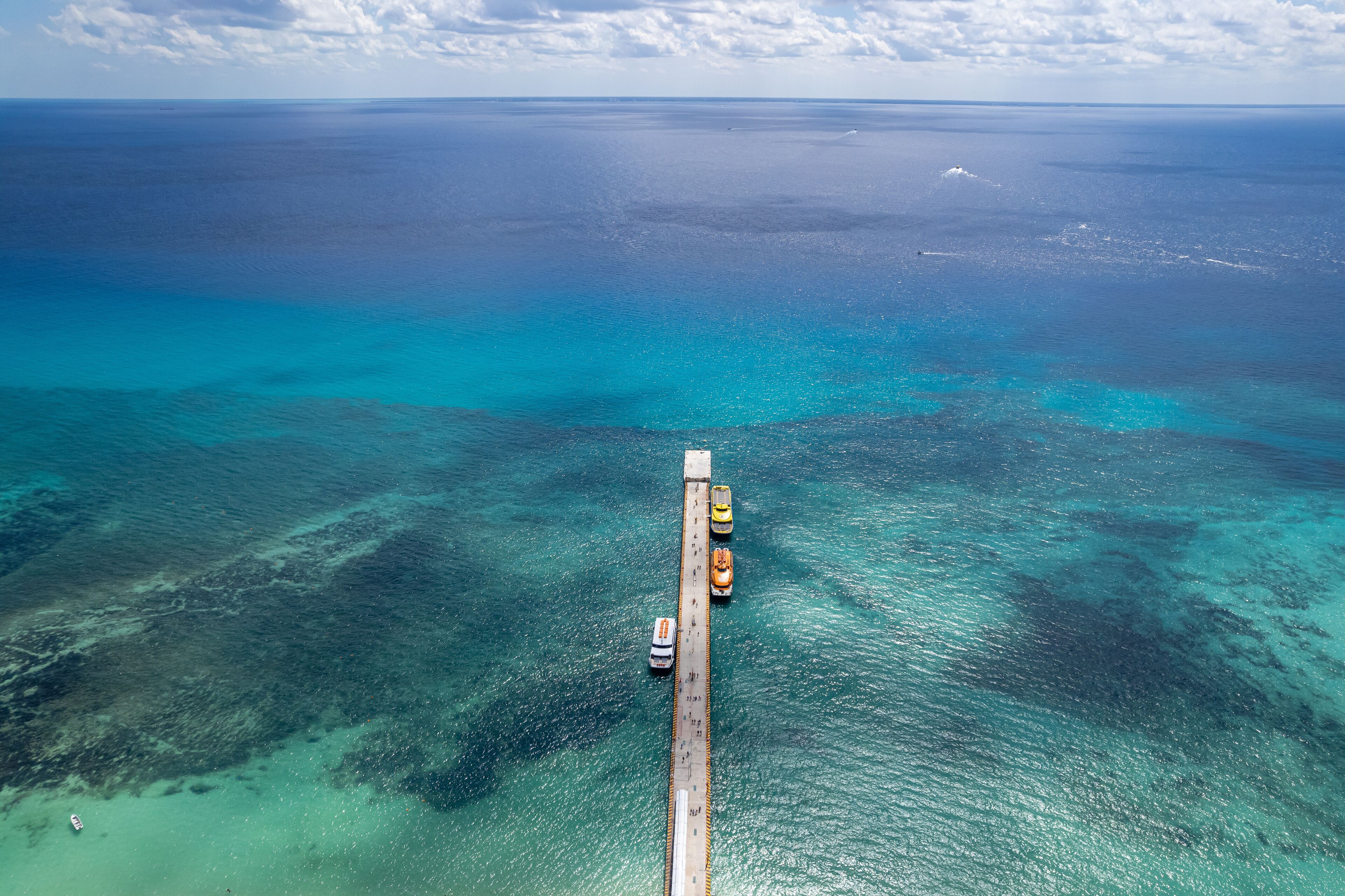 Aerial View of Playa del Carmen Ferry Dock