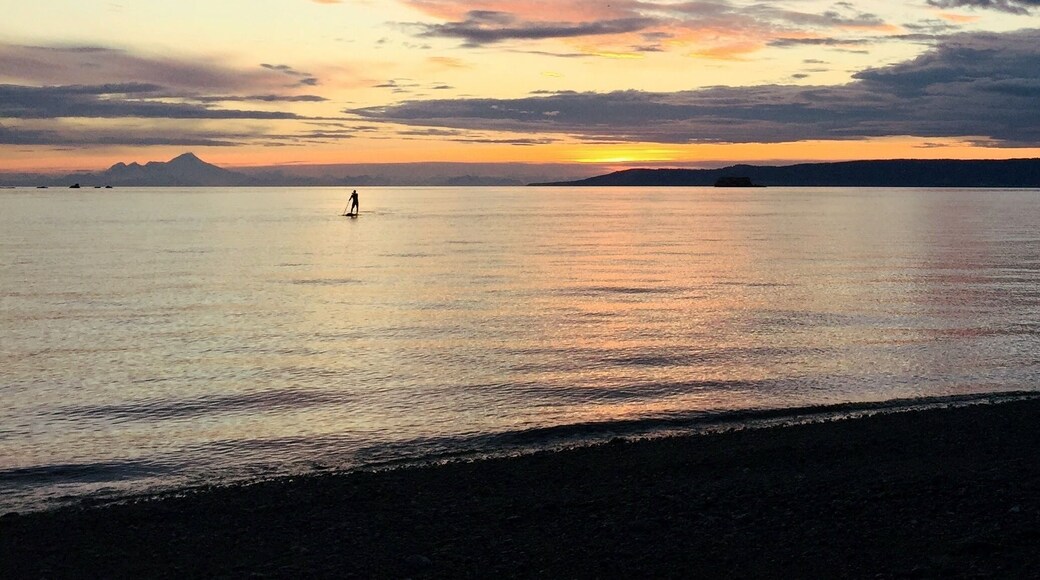Sunset SUPing on still artic waters at Anisom Point. Nothing like a bear sighting several moments before to keep your on your toes (or board!) as you return to land. Alaska will forever amaze me. #Golden