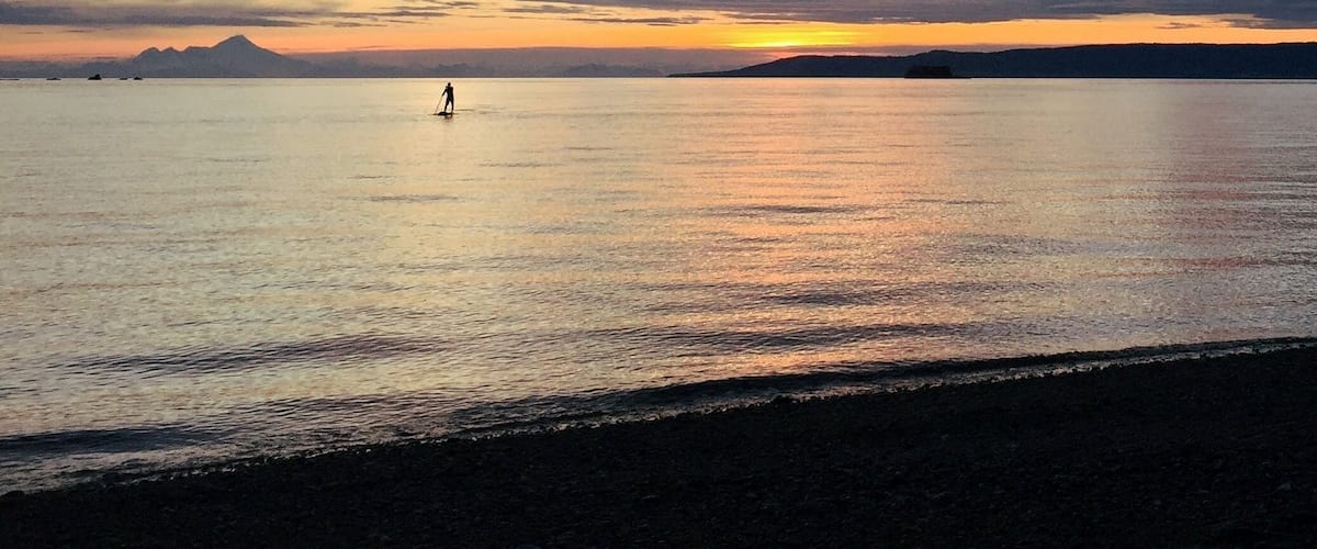 Sunset SUPing on still artic waters at Anisom Point.  Nothing like a bear sighting several moments before to keep your on your toes (or board!) as you return to land. Alaska will forever amaze me. #Golden