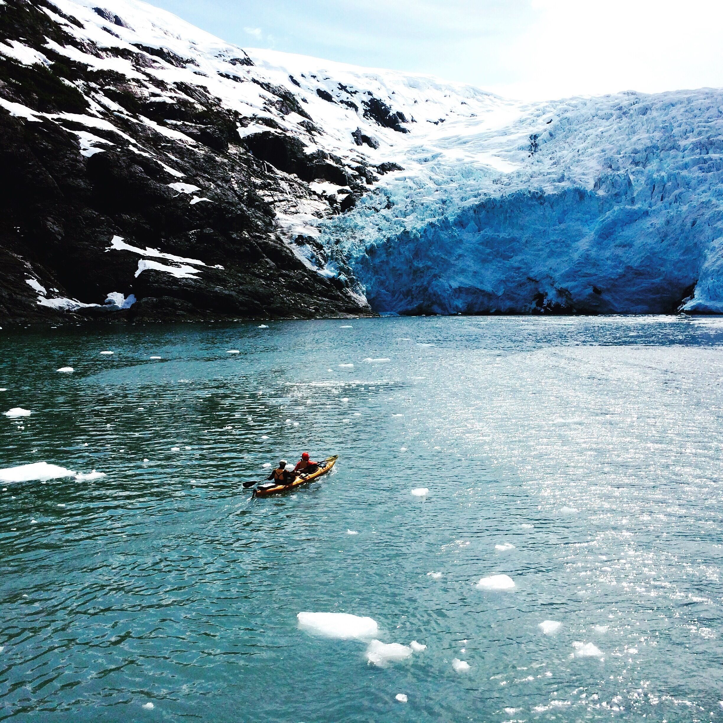 Kayak towards a tidewater glacier  