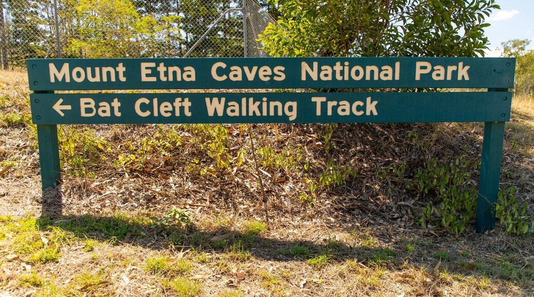 Mount Etna Caves National Park featuring signage