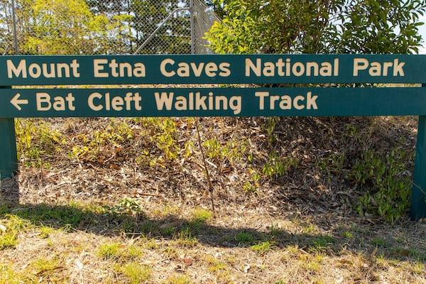 Mount Etna Caves National Park featuring signage
