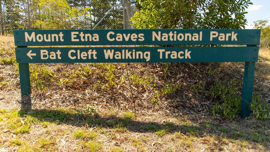 Mount Etna Caves National Park featuring signage