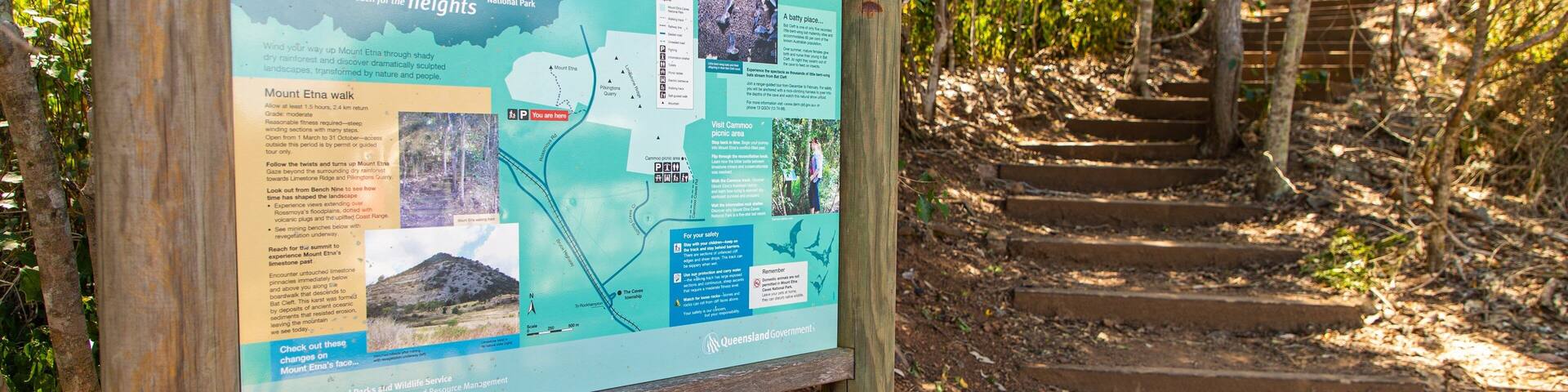 A welcome sign at Mount Etna Caves National Park.