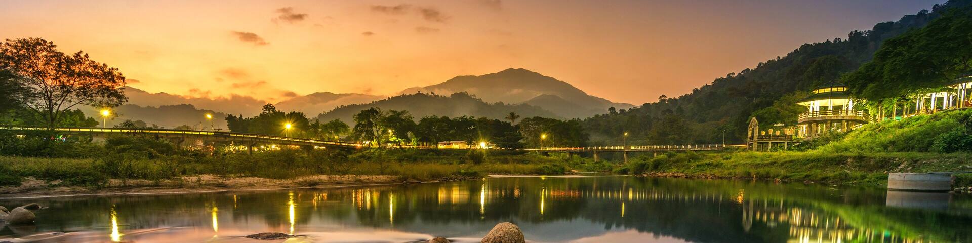 Landscape of small river and beautiful sunset Keeree Wong Ban Khiri Wong village Nakhon Si Thammarat Thailand
